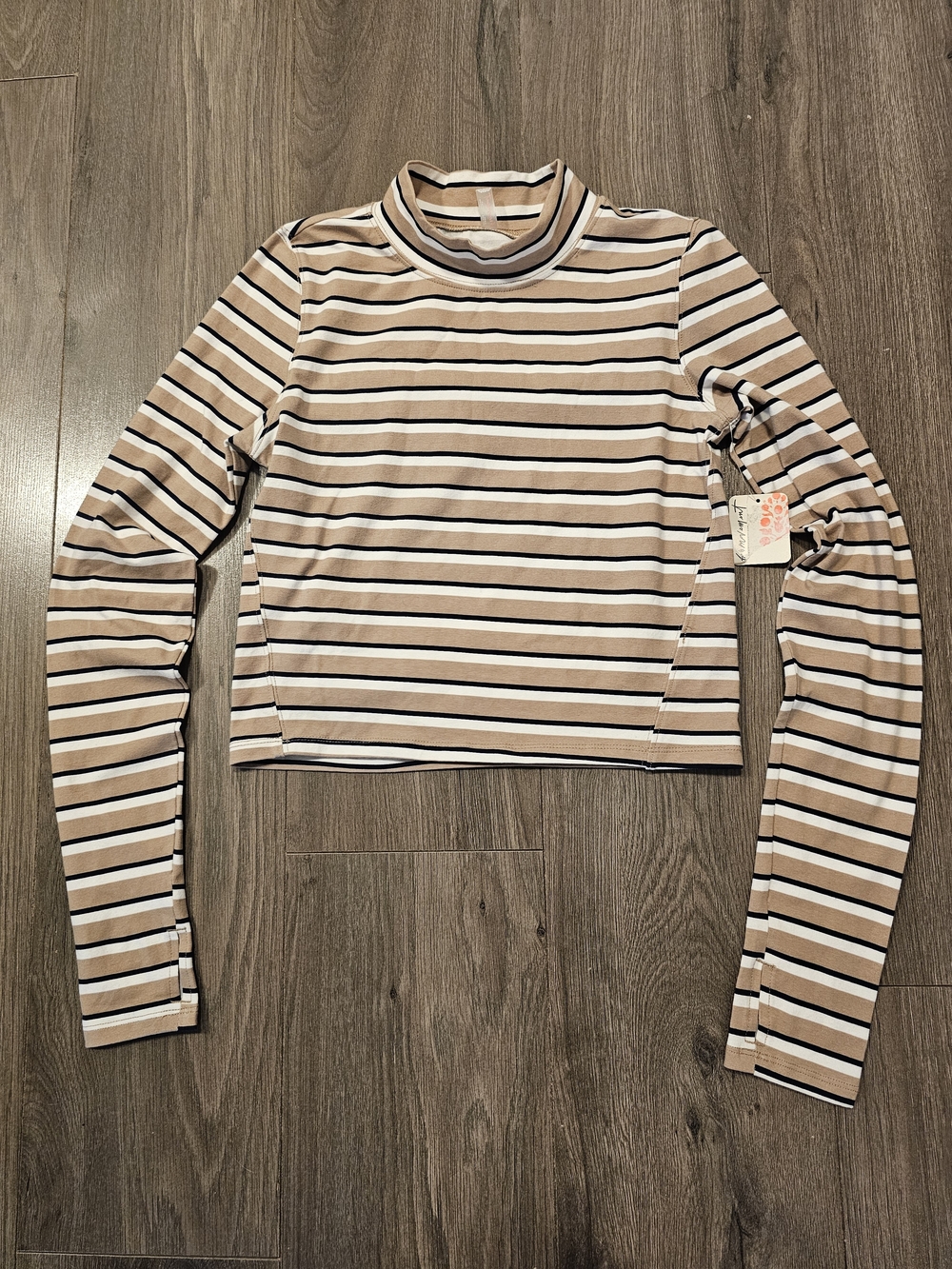 Free People Movement Striped Mock Neck Crop Top - NWT - Womens